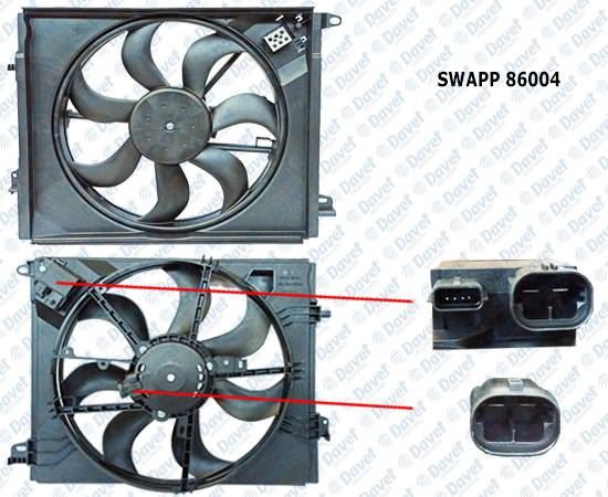 SWAPP 86004 Fan Motoru Su+Klima Davlumbazli Rezistansli Megane Iv 1.5 Dci / 1.6 Dci / 1.6 16v 06-> Tekli Fan
